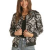Rock And Roll Cowgirl Rock & Roll Ladies Black Satin Bomber Jacket -Ariat Store rock and roll cowgirl rock roll ladies black satin
