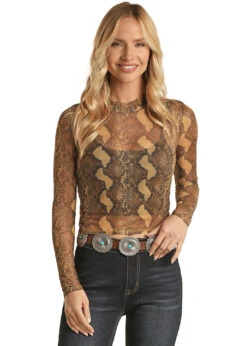 Rock And Roll Cowgirl Rock & Roll Ladies Snake Print Top