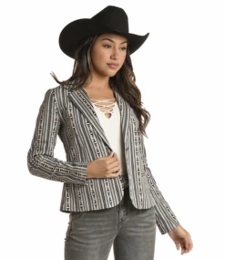 Rock And Roll Cowgirl Rock & Roll Women's Patterned Blazer C4