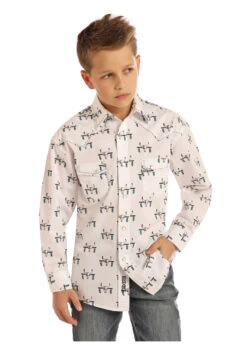 Rock & Roll Cowboy Boy's Rock & Roll Cowboy Snap Front Shirt B8S2312 C4 Size Medium