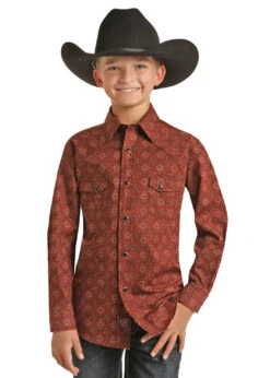 Rock & Roll Cowboy Rock & Roll Boy's Burgundy Snap Front Shirt