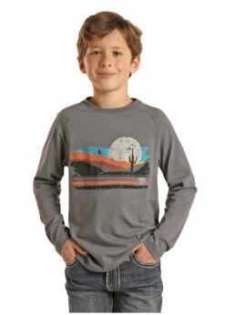 Rock & Roll Cowboy Rock & Roll Boys Long Sleeve Graphic Tee C4
