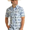 Rock & Roll Cowboy Rock & Roll Cowboy Men's Blue Aztec Snap Front Shirt -Ariat Store rock roll cowboy rock roll cowboy mens blue aztec