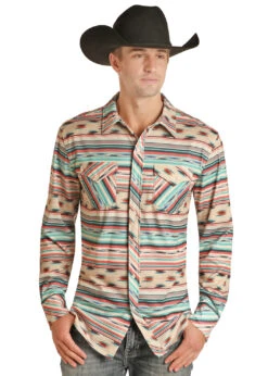 Rock & Roll Cowboy Rock & Roll Cowboy Men's Striped Button Up C4