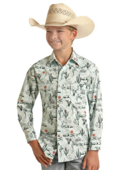 Rock & Roll Cowboy Rock & Roll Cowboy Mint Cactus Shirt