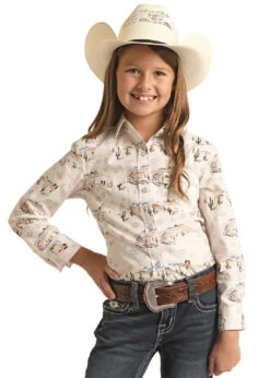 Rock & Roll Cowboy Rock & Roll Girl's LS Western Print Shirt RSGSOSRZDE