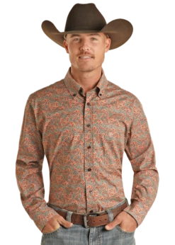 Rock & Roll Cowboy Rock & Roll Men's Paisley Button Down Shirt
