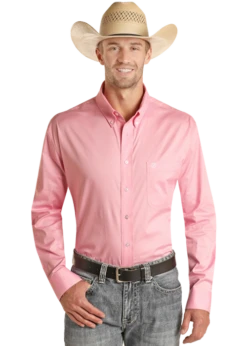 Rock & Roll Cowboy Rock & Roll Men's Pink Long Sleeve Shirt