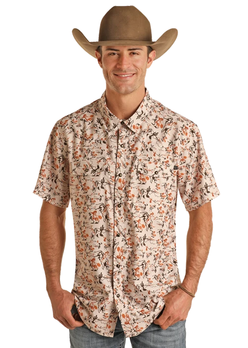Rock & Roll Denim Rock & Roll Cowboy Men's Pattered Ripstop Shirt