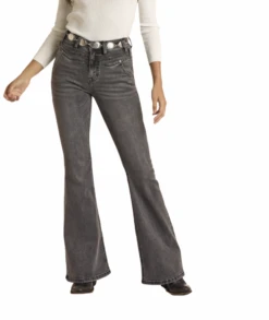 Rock & Roll Denim Rock & Roll Denim Ladies Black Flare Jean