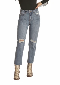 Rock & Roll Denim Rock & Roll Denim Straight Cropped Jean