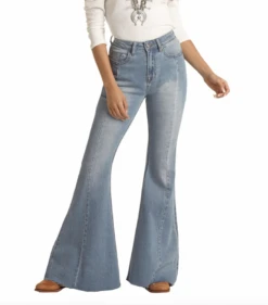 Rock & Roll Denim Rock & Roll Ladies Distressed Bell Bottom Jeans