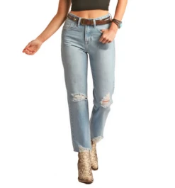 Rock & Roll Denim Rock & Roll Ladies Straight Cropped Jeans