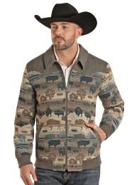 Rock & Roll Denim Rock & Roll Men's Grey Buffalo Bomber Jacket
