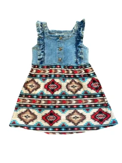 Shea Baby Shea Baby Denim Aztec Printed Dress