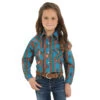 Wrangler Girl's Turquoise Southwest Long Sleeve -Ariat Store wrangler girls turquoise southwest long sleeve