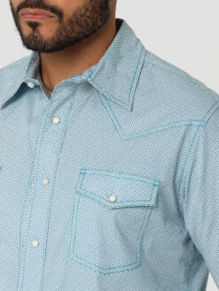 Wrangler Wrangler 20X Men's Teal Competition Advanced Comfort Snap Front Shirt -Ariat Store wrangler wrangler 20x mens teal competition advanc 2