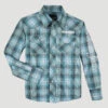 Wrangler Wrangler Boy's Turquoise Plaid Snap Shirt -Ariat Store wrangler wrangler boys turquoise plaid snap shirt