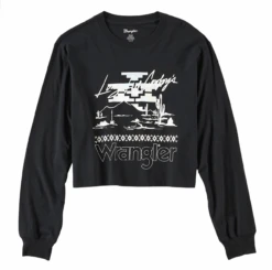 Wrangler Wrangler Ladies Black Long Sleeve Crop Top