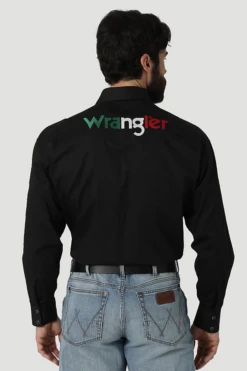 Wrangler Wrangler Men's Mexico Logo Snap Front Shirt -Ariat Store wrangler wrangler mens mexico logo snap front shir 1