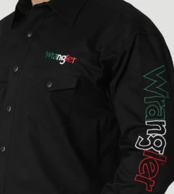 Wrangler Wrangler Men's Mexico Logo Snap Front Shirt -Ariat Store wrangler wrangler mens mexico logo snap front shir 2