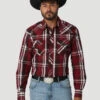 Wrangler Wrangler Men's Wine Plaid Snap Front Shirt -Ariat Store wrangler wrangler mens wine plaid snap front shirt
