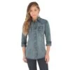Wrangler Wrangler Women's Denim Snap Front Shirt -Ariat Store wrangler wrangler womens denim snap front shirt