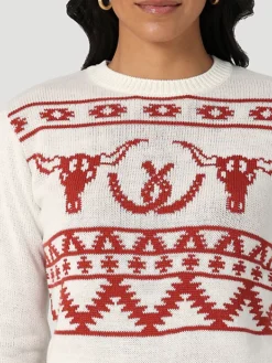 Wrangler Wrangler Women's Steer Head Sweater -Ariat Store wrangler wrangler womens steer head sweater 2